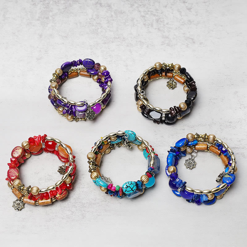 Multilayer Irregular Turquoise & Natural Agate Bead Wrap Bracelet