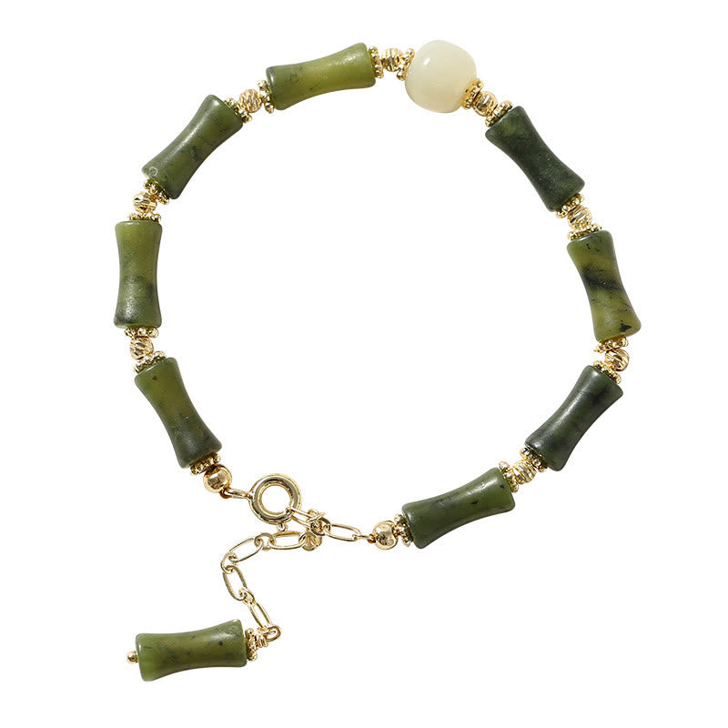 Glass Bead Bamboo Luck Strength Chain Bracelet