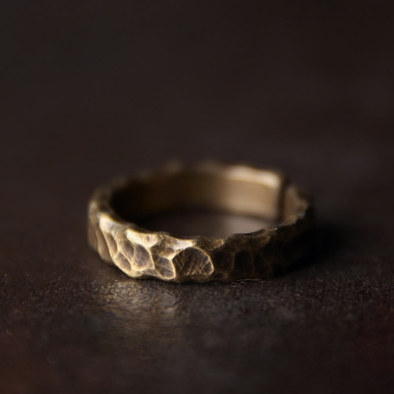 Handcrafted Tibetan Bump Texture Adjustable Copper Brass Ring for Men & Women