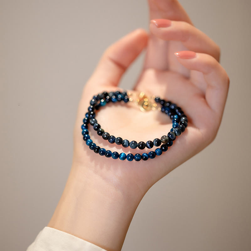 Natural Blue Tiger Eye Stone Protection Chain Bracelet
