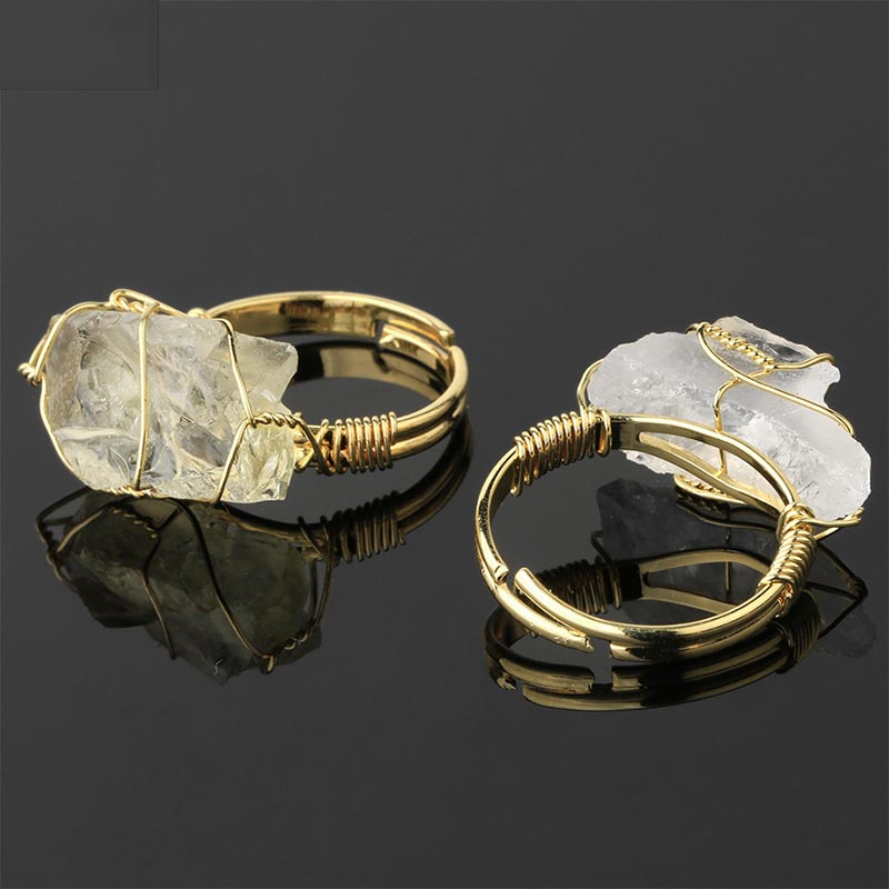 Natural Crystal Gemstone Amethyst Adjustable Ring