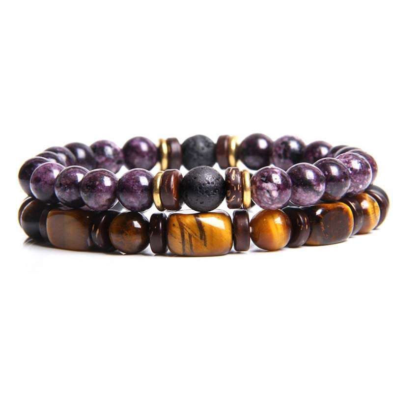2PCS Healing Crystal Emperor Stone Tiger Eye Bead Bracelet