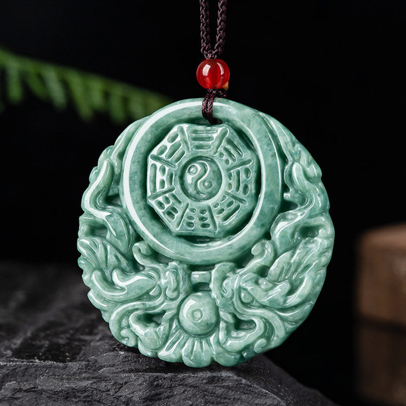 Dragon Jade Yin Yang Balance Necklace String Pendant