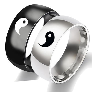 Yin Yang Balance Titanium Steel Couple Ring (Extra 40% Off | USE CODE: FS40)
