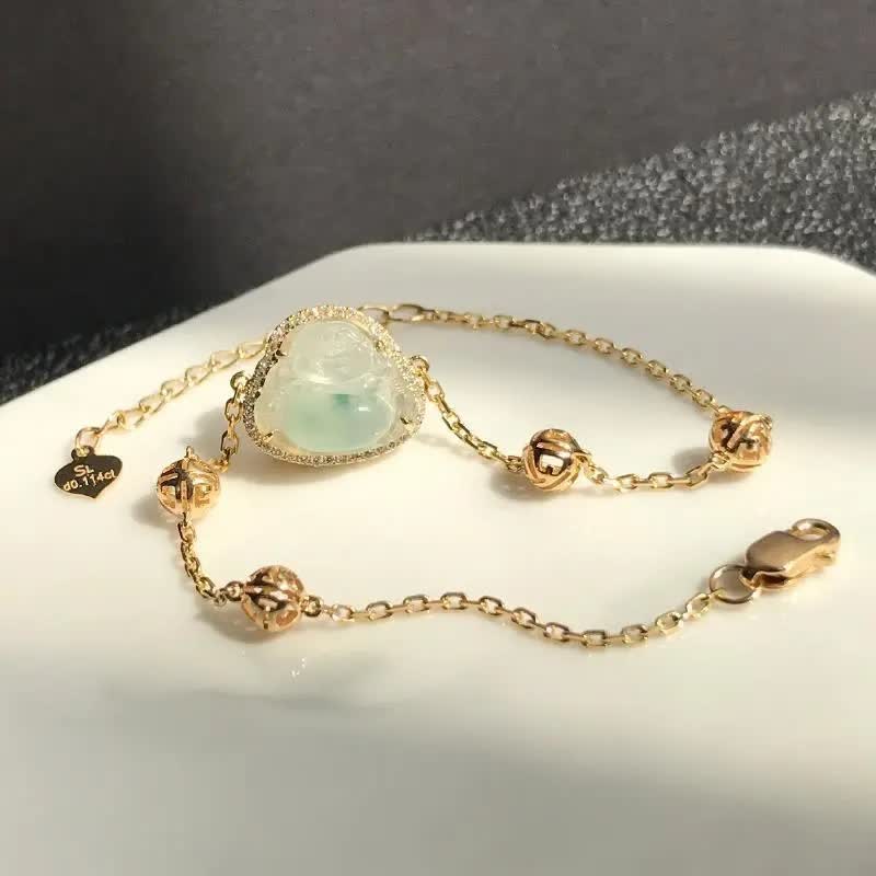 Laughing Buddha Jade Abundance Chain Bracelet