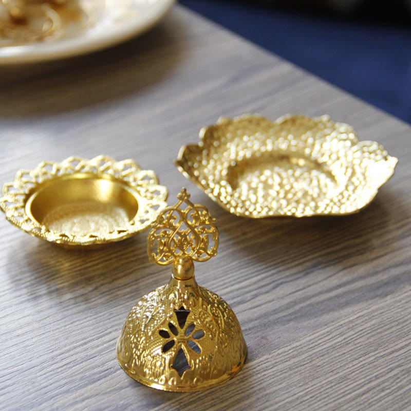 Leaf-Shaped Alloy Metal Mini Incense Burner & Ritual Coaster