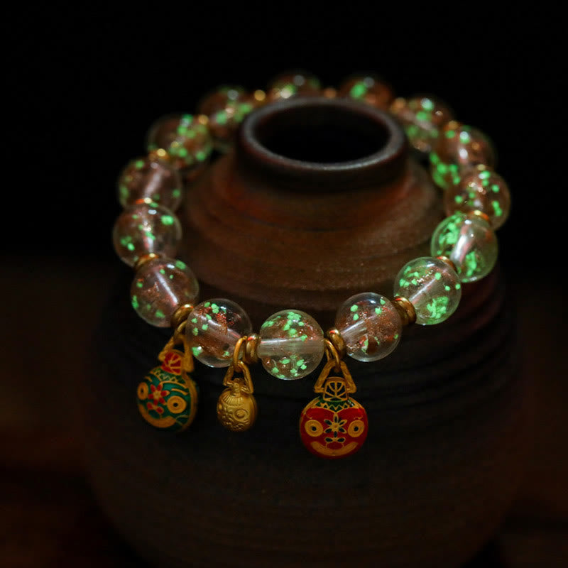 Handmade Luminous Liuli Glass Pixiu Gold Swallowing Beast Success Bracelet