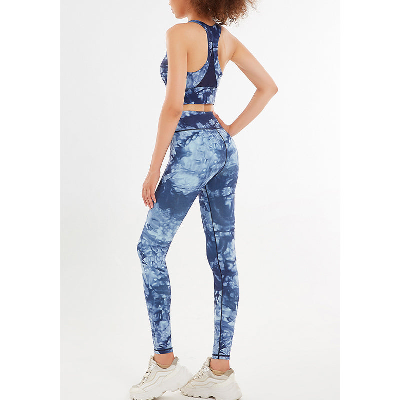 2Pcs Floral Flowers Print Crop Tank Top Pants Sports Gym Outfits Fitness Yoga Women's Yoga Sets