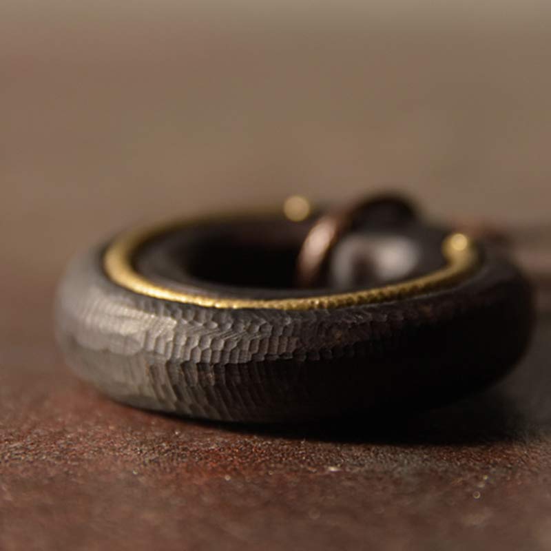 Zen Circle Ebony Wood Peace Calm Necklace Pendant