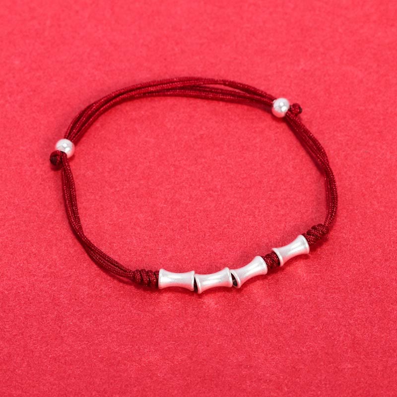 925 Sterling Silver Bamboo Design Protection Luck Braided Bracelet