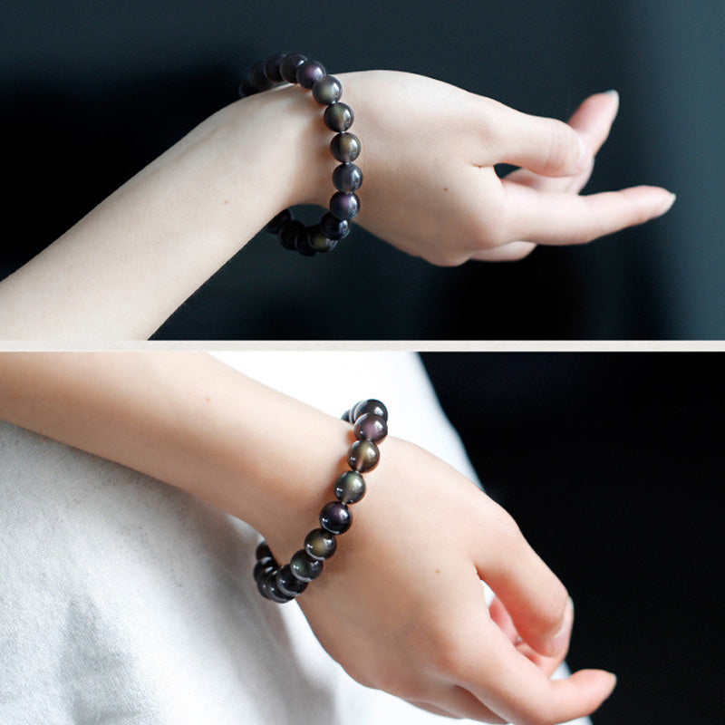 Natural Rainbow Obsidian Positive Bracelet