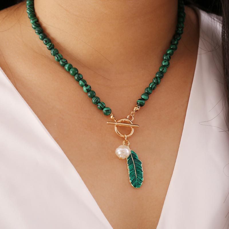 Natural Malachite Calm Necklace & Bracelet (Extra 30% Off | USE CODE: FS30)