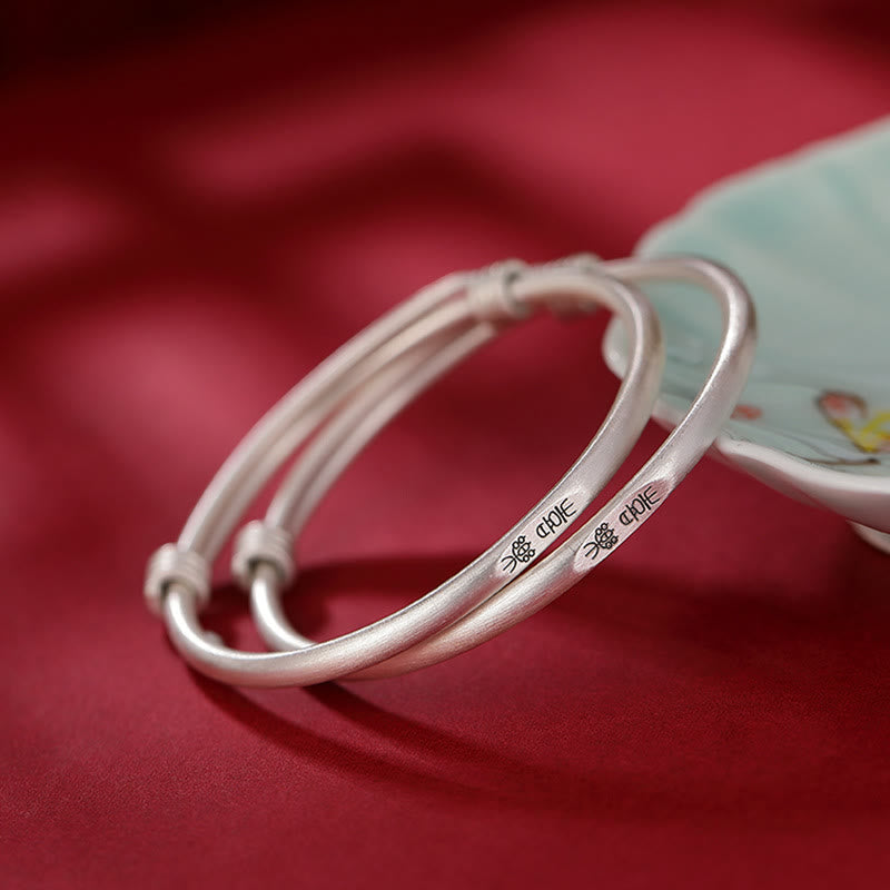 999 Sterling Silver Peace And Joy Protection Kids Child Bracelet Bangle
