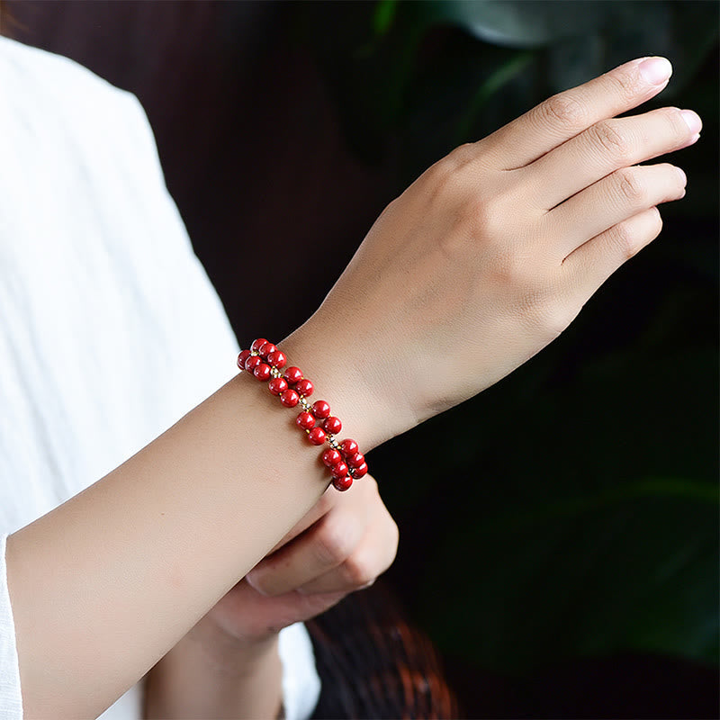 Natural Cinnabar Beaded Grounding Bracelet for Mindfulness