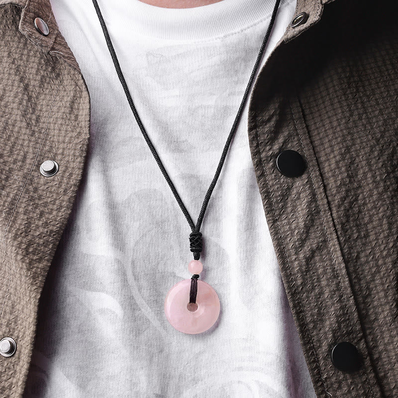 Lucky Coin Pendant Healing Crystal Gemstone Necklace