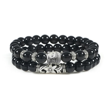 2Pcs Natural Crystal Agate Buddha Protection Bracelet