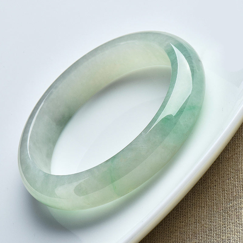 Authentic Natural Jade Hand-Carved Solid Stone Bangle Bracelet
