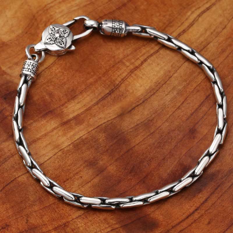 Tibetan Sterling Silver & Copper Om Mani Padme Hum Vajra Buddha Swastika Bracelet
