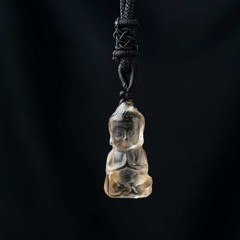 Various Crystal Amethyst Pink Crystal White Crystal Citrine Buddha Carved Spiritual Healing Necklace Pendant Decoration