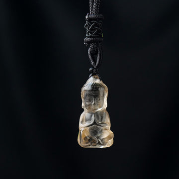 Various Crystal Amethyst Pink Crystal White Crystal Citrine Buddha Carved Spiritual Healing Necklace Pendant Decoration