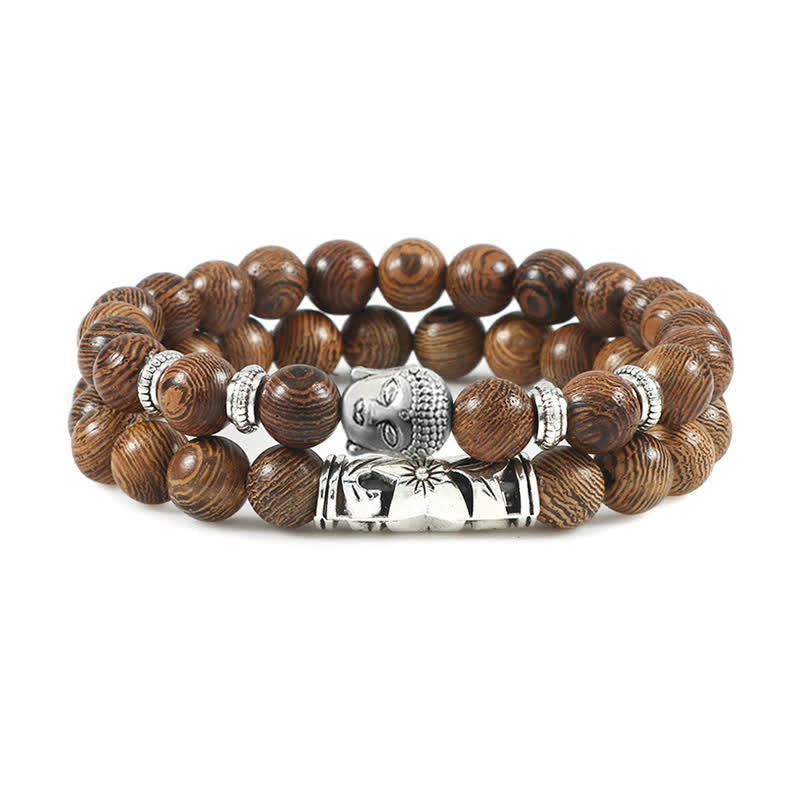2Pcs Natural Crystal Agate Buddha Protection Bracelet