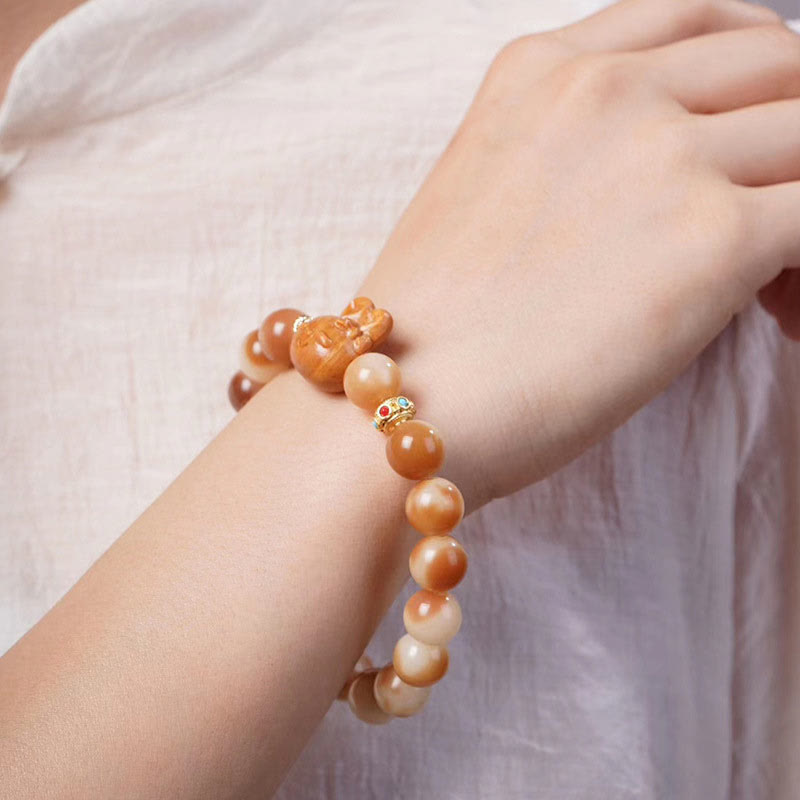 Natural Bodhi Seed Rabbit Charm Serenity Bracelet for Mindful Practice