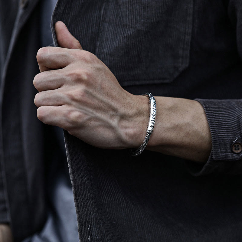 Tibet Om Mani Padme Hum Engraved Focus Cuff Bracelet Bangle