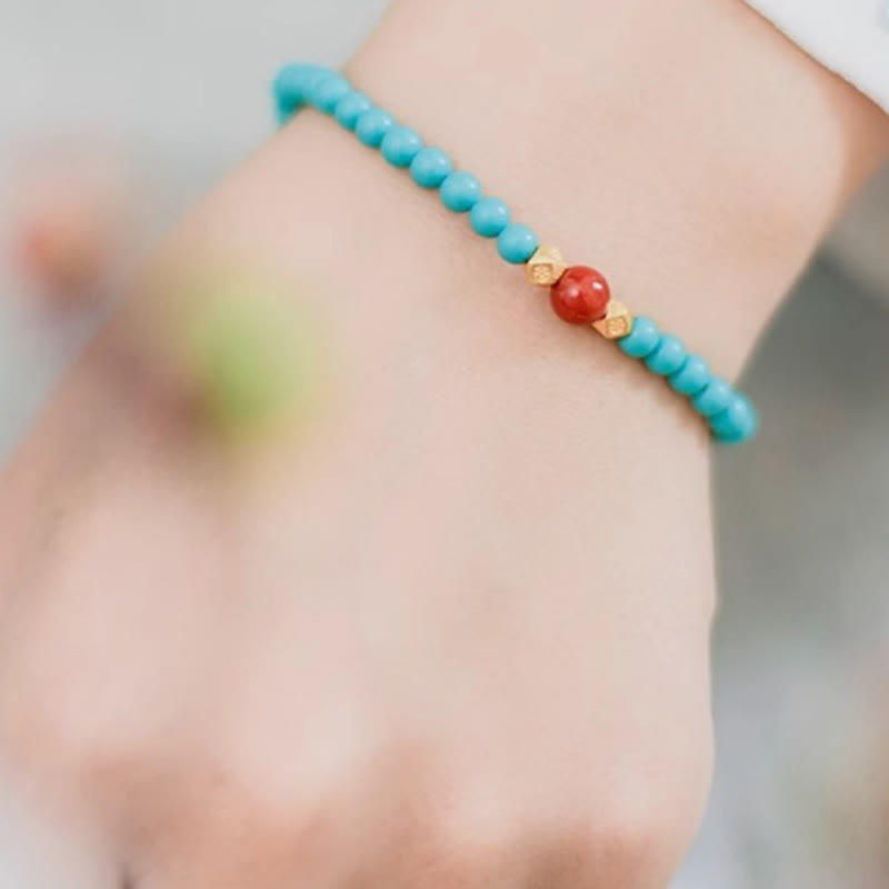 Turquoise Red Agate Beaded Protection Bracelet