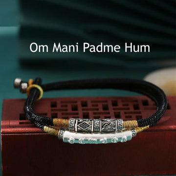 Handmade 999 Sterling Silver Om Mani Padme Hum Lotus Peace Braided Bracelet