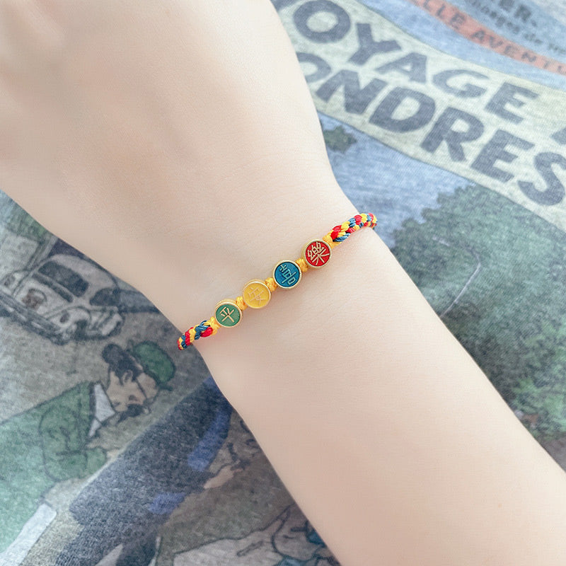 Handmade Dunhuang Art Inspired Vibrant Braided String Bracelet