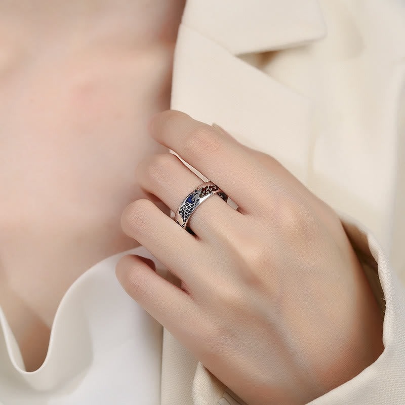 Koi Fish Auspicious Cloud Design Luck Wealth Ring