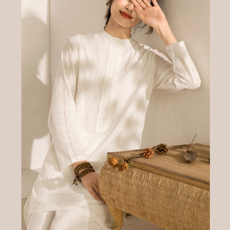 Breathable Cotton Two-Piece Long Sleeve Meditation and Movement Set