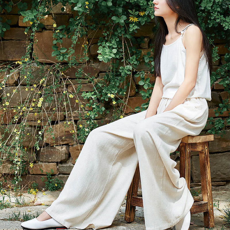 Plain Wide Leg Pants Dance Women's Yoga Pants With Pockets