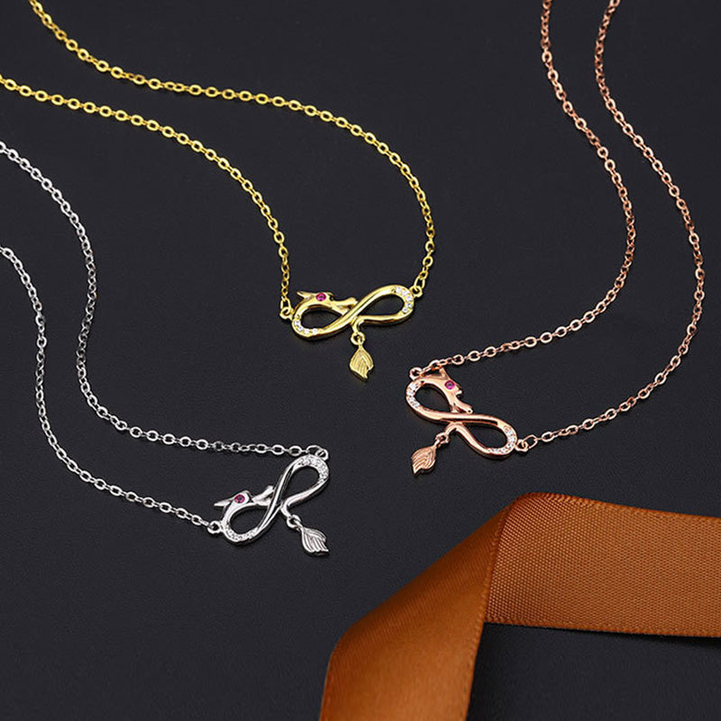 999 Sterling Silver Year Of The Dragon Endless Knot Tail Charm Protection Necklace Pendant