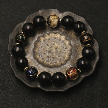 Western Soapberry Incense Ash Liuli Glass Bead Wealth Bracelet
