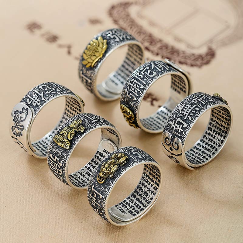Chinese Zodiac Natal Buddha Wealth Luck Adjustable Ring