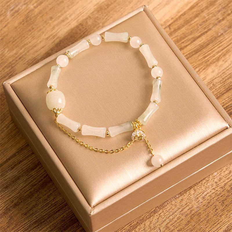 Tianshan White Jade Bamboo Pattern Luck Blessing Bracelet