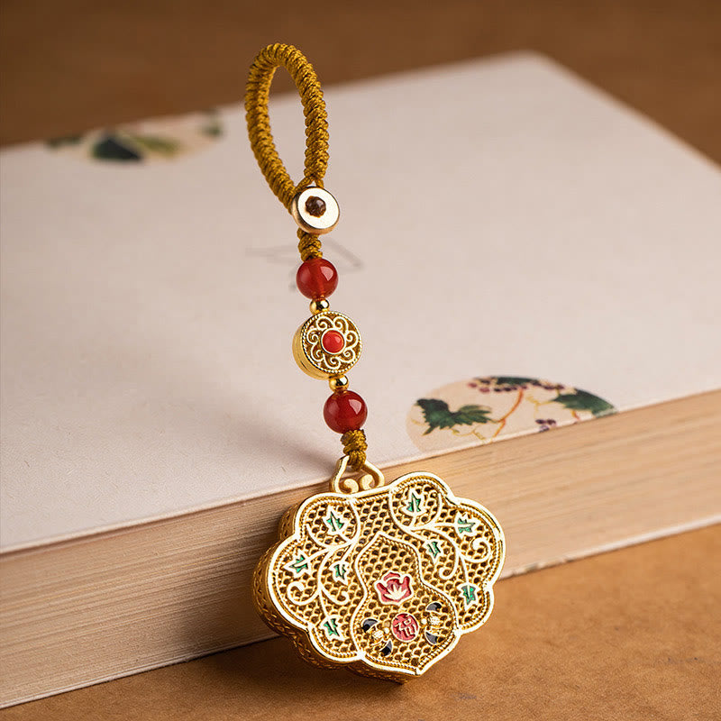 Lock of Good Wishes Fu Character Luck Blessing Key Chain