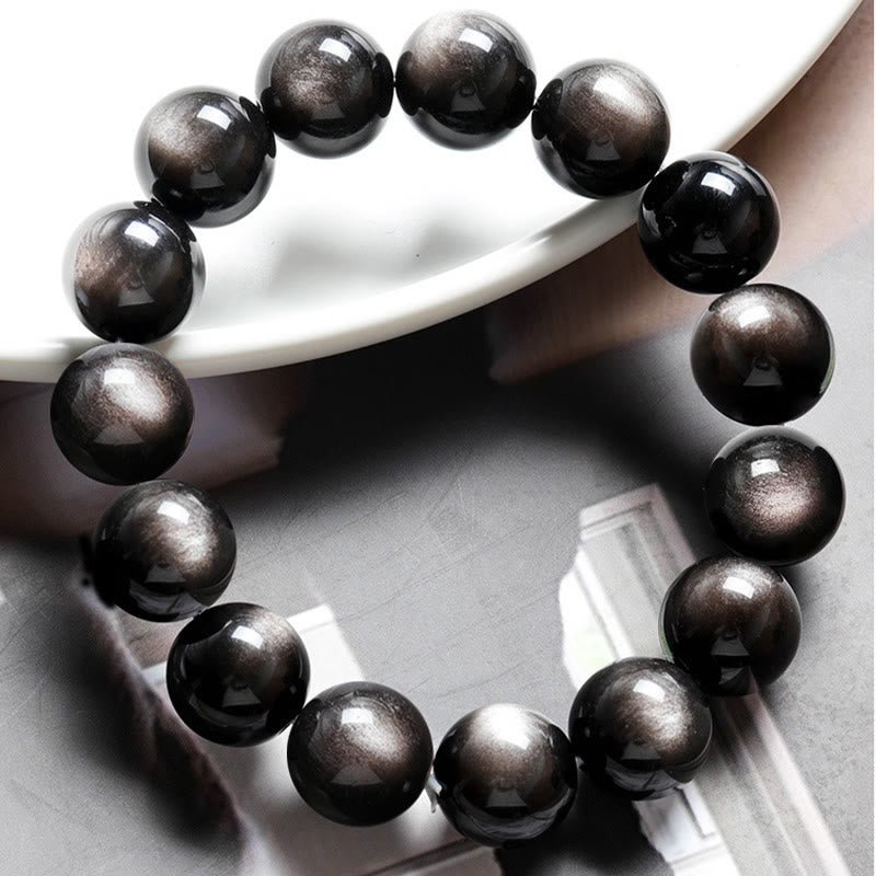 Natural Silver Sheen Obsidian Soothing Protection Bracelet