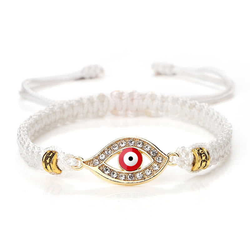 Handmade Evil Eye Red String Braided Bracelet with Gold or Silver Border