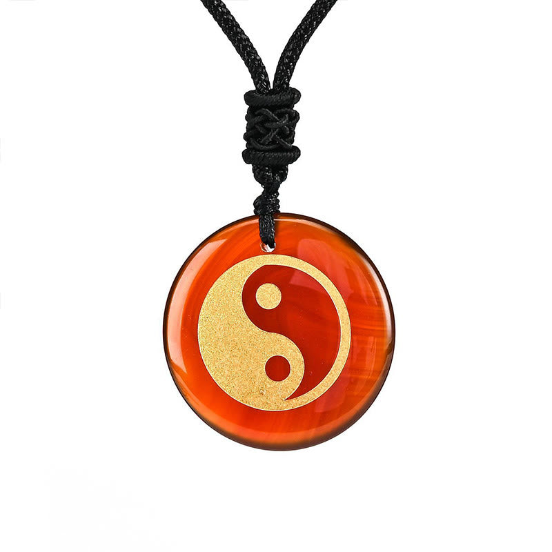 Various Crystal Amethyst Tiger Eye Green Aventurine Yin Yang Spiritual Necklace Pendant