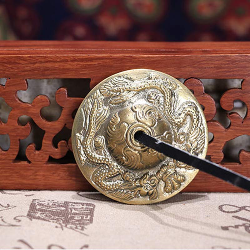 Tibetan Tingsha Bell Six True Words Dragon Copper Balance Decoration With Bag