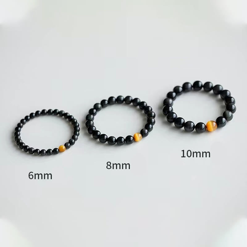 Natural Rainbow Obsidian Tiger Eye Positive Love Bracelet