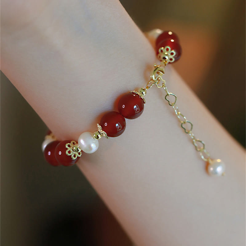 Red Agate Pearl Confidence Self-acceptance Bracelet