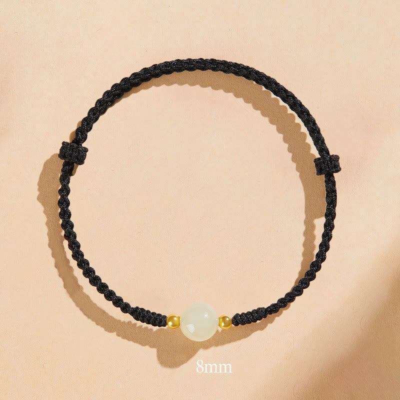 Handcrafted Round Jade Lucky Bead Prosperity Braided Bracelet