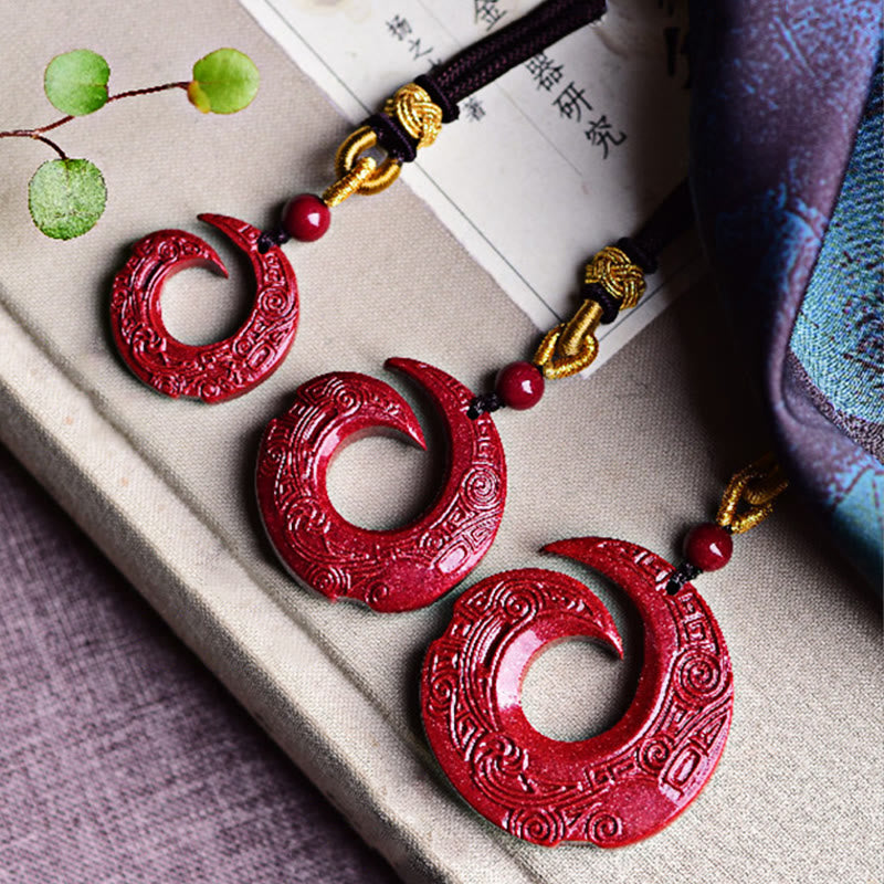 One's Luck Improves Design Patern Natural Cinnabar Blessing Necklace Pendant