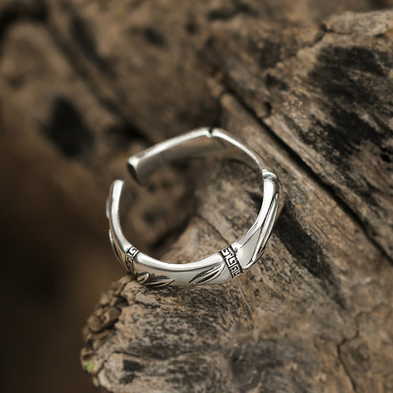 Simple Bamboo Design Copper Luck Wealth Adjustable Ring