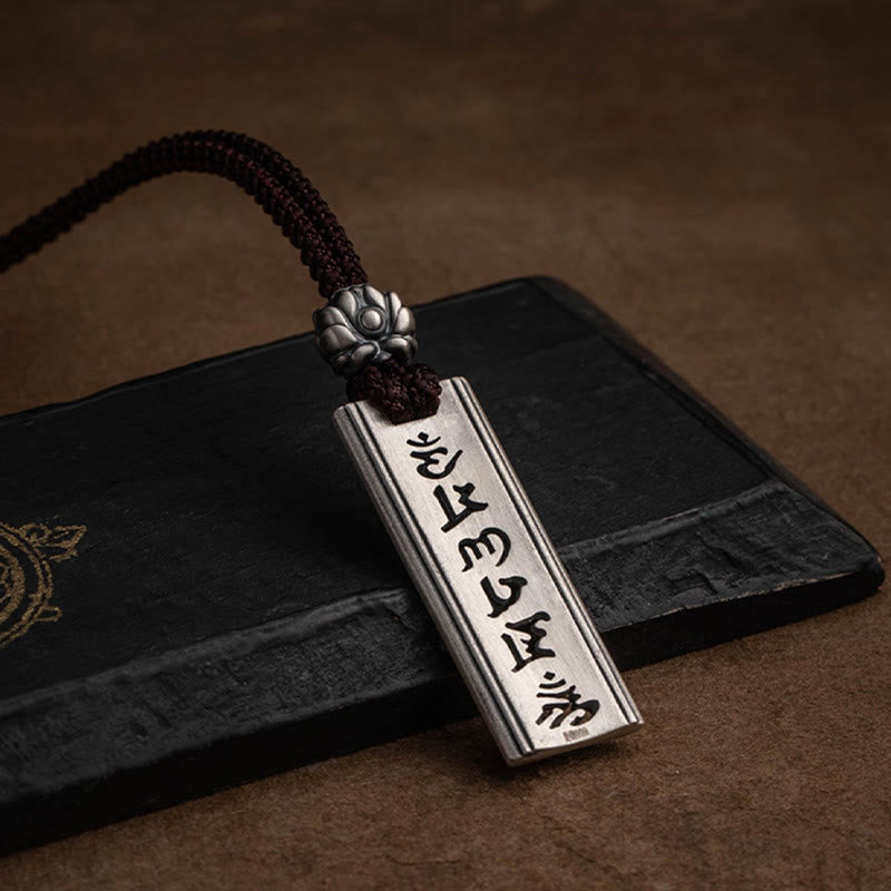 999 Sterling Silver Om Mani Padme Hum Engraved Lotus Wisdom Necklace Pendant