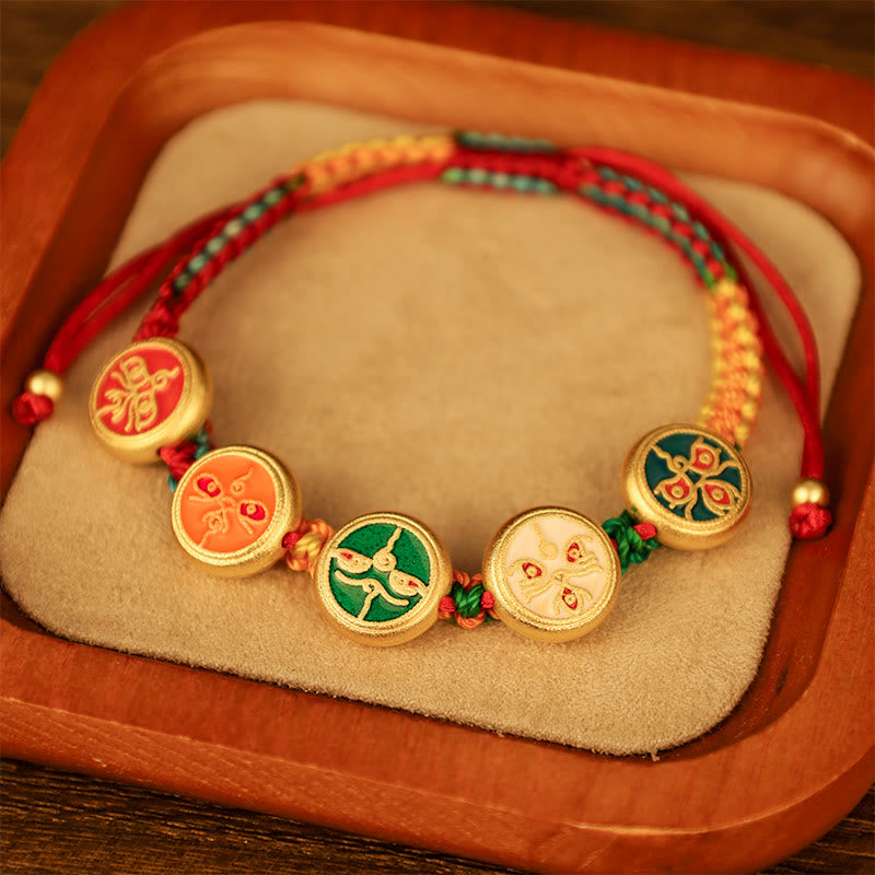 Tibetan Five God Of Wealth Colorful Rope Braided Luck Bracelet