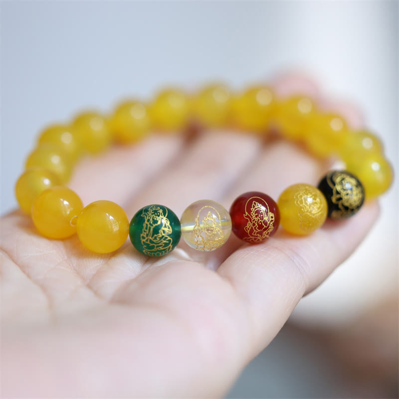 Five Elements Natural Agate and Crystal Bead Balance Bracelet